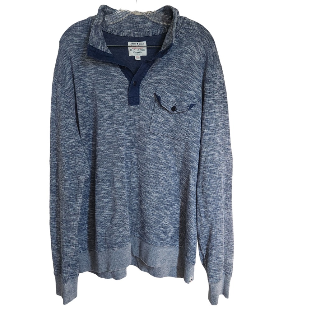 Lucky Brand Henley Pullover Mens XXL Heather Blue Mock Neck Long‎ Sleeve